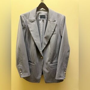 Eloquii Premier Women's Gray Wool Blend Blazer with Button Cuffs Size 16